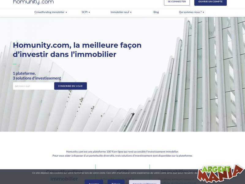 Screenshot Homunity crowdfunding-immobilier