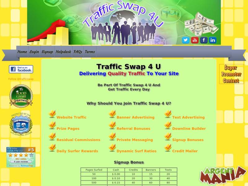 Screenshot Traffic swap 4 u