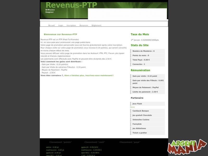 Screenshot Revenus-ptp