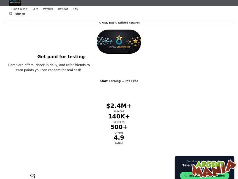 Screenshot Idroxxreward 