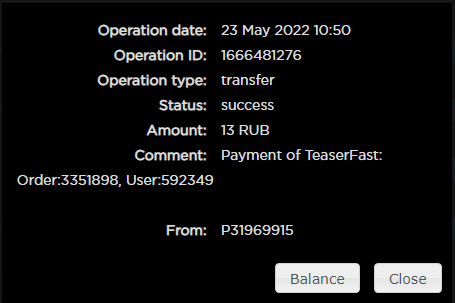 Preuve de paiement Teaserfast de daoud
