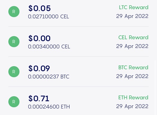 Preuve de paiement Celsius wallet de lukato