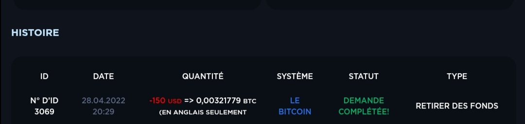 Preuve de paiement Trender global de Galtien