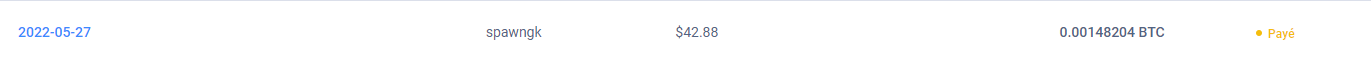 Preuve de paiement Spin2money de spawngk