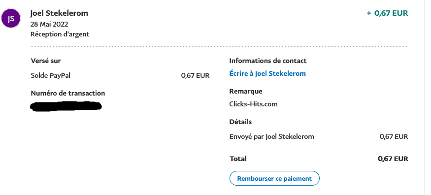 Preuve de paiement Clicks-hits de paysretz