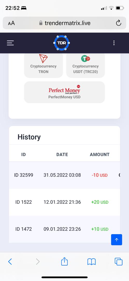 Preuve de paiement Trender matrix de Charlas