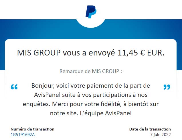Preuve de paiement Avispanel de surlalune