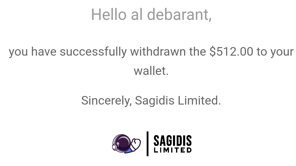 Preuve de paiement Sagidis limited de aldebarant