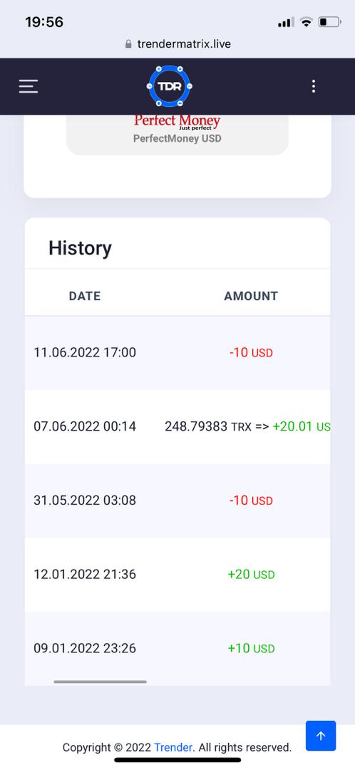 Preuve de paiement Trender matrix de Charlas
