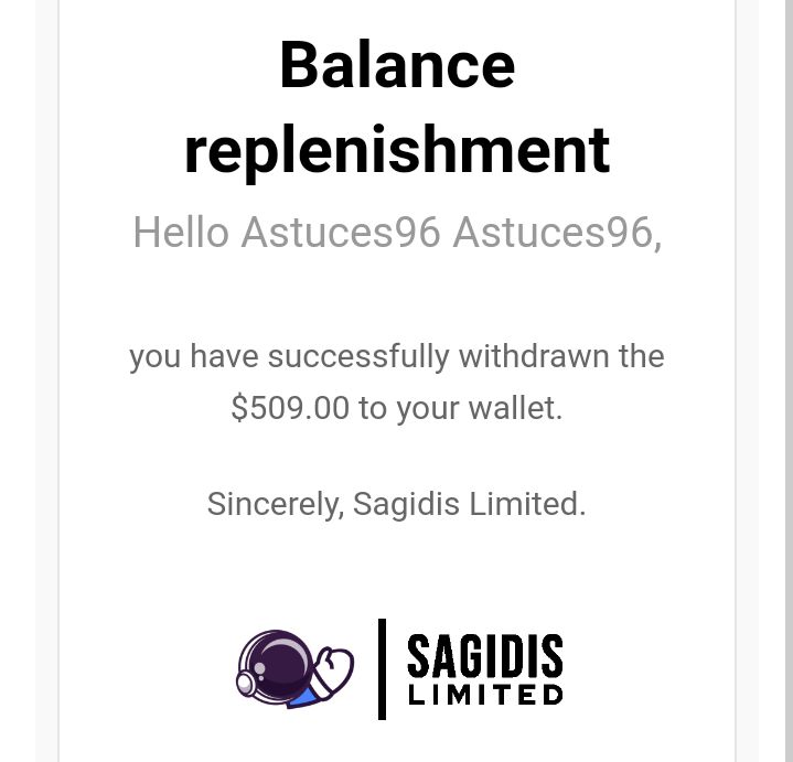 Preuve de paiement Sagidis limited de Astuces96