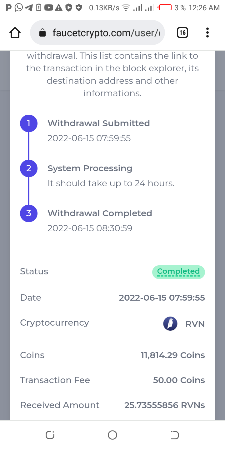 Preuve de paiement Faucetcrypto de Charlas