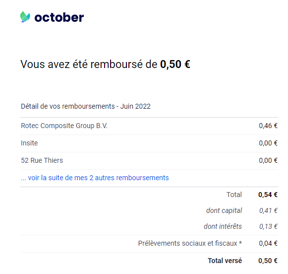 Preuve de paiement October de Xandre