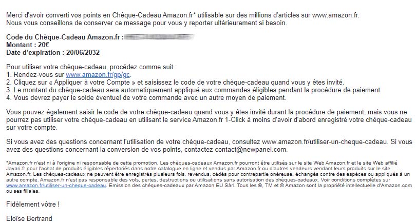 Preuve de paiement Newpanel de surlalune