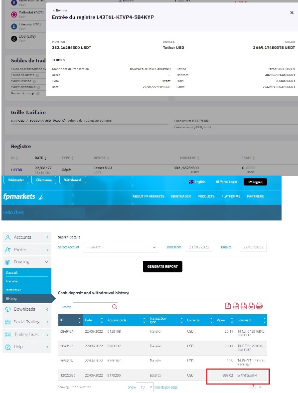 Preuve de paiement Fpmarkets de Placeducoin