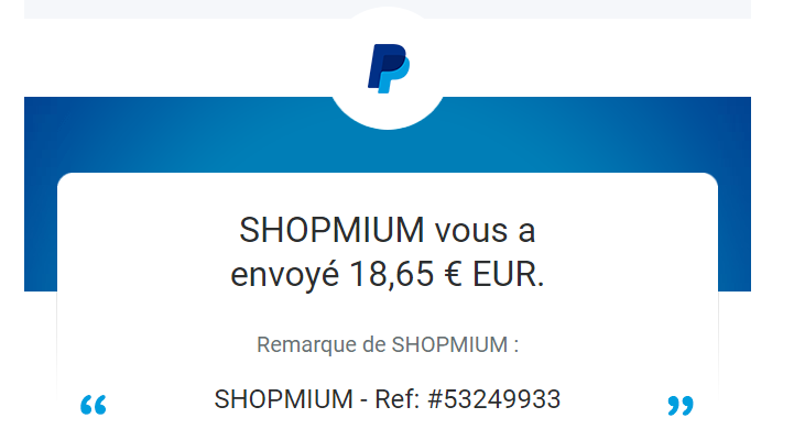 Preuve de paiement Shopmium de Xandre