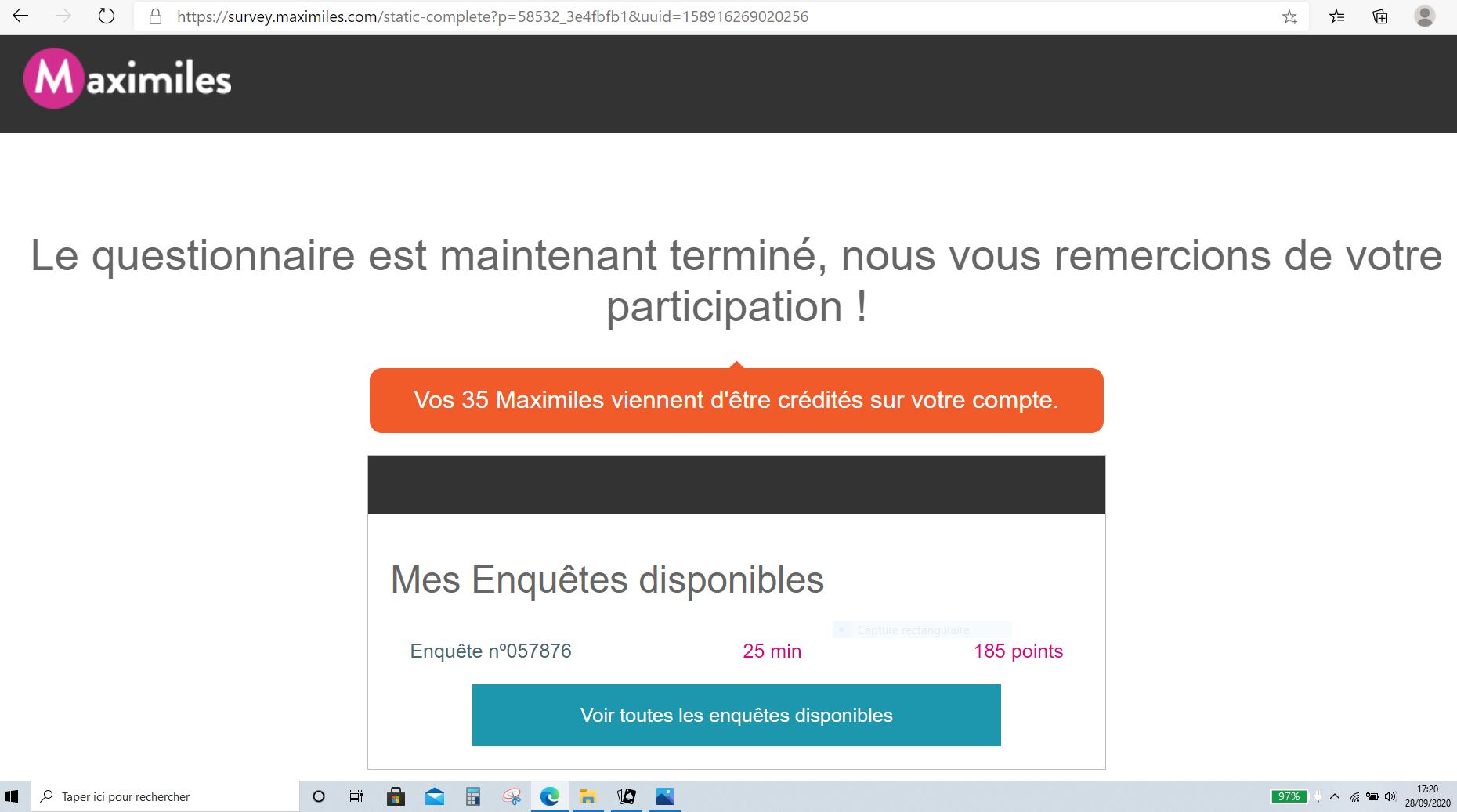 Preuve de paiement Maximiles de BONSPLANS