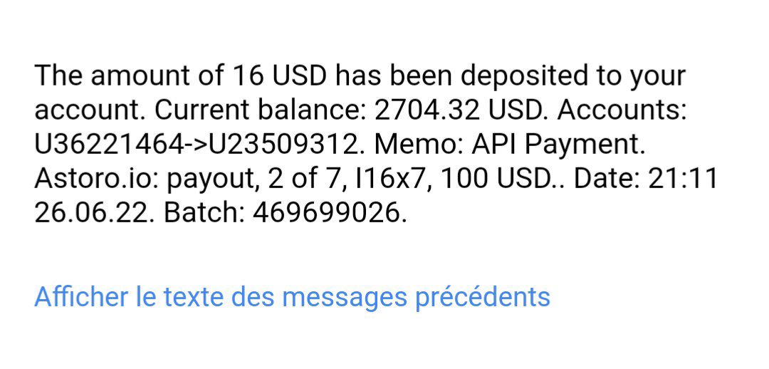Preuve de paiement Astoro de Viking229