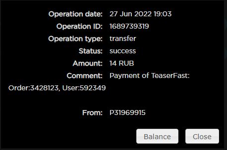 Preuve de paiement Teaserfast de daoud