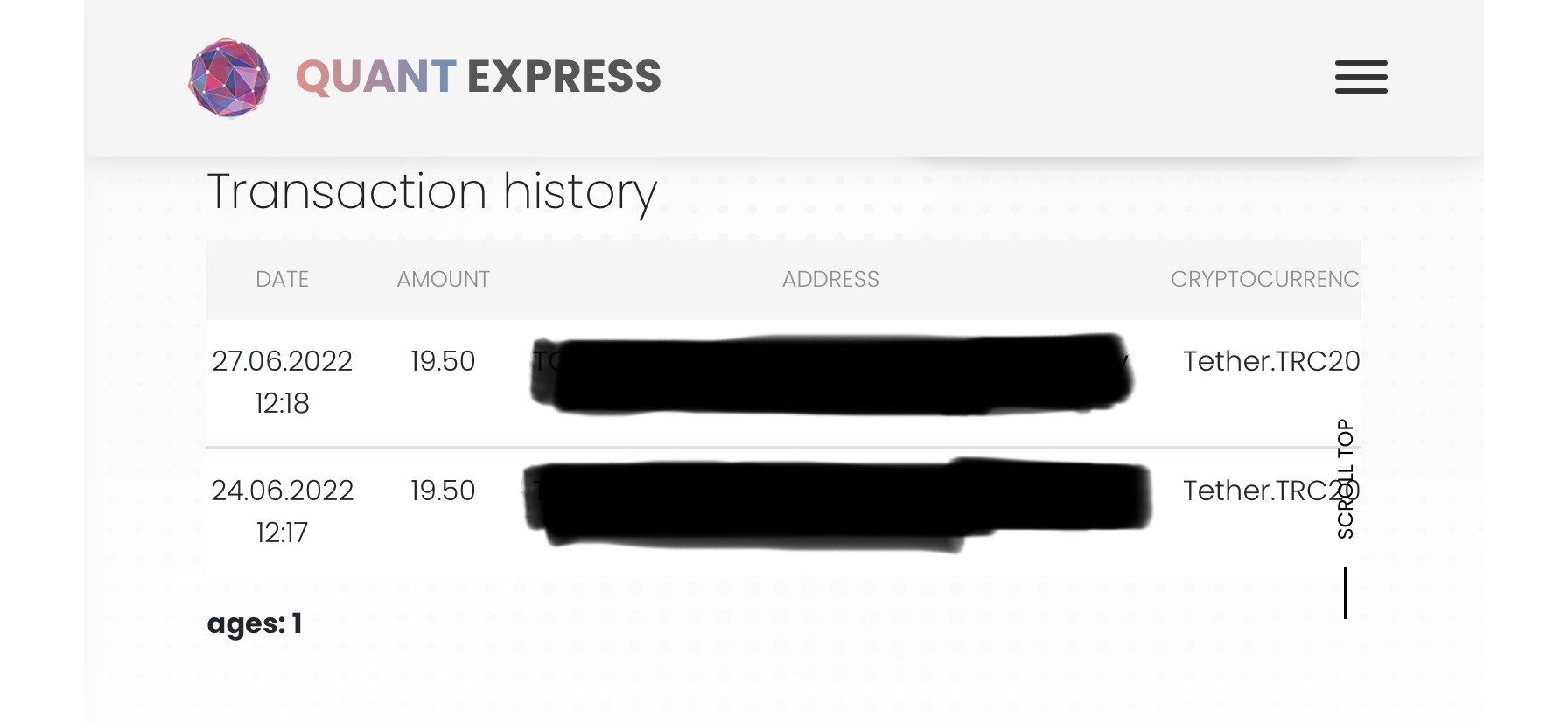 Preuve de paiement Quant express de Vince45