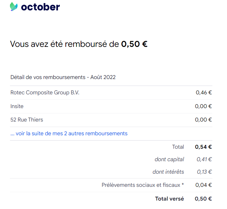 Preuve de paiement October de Xandre