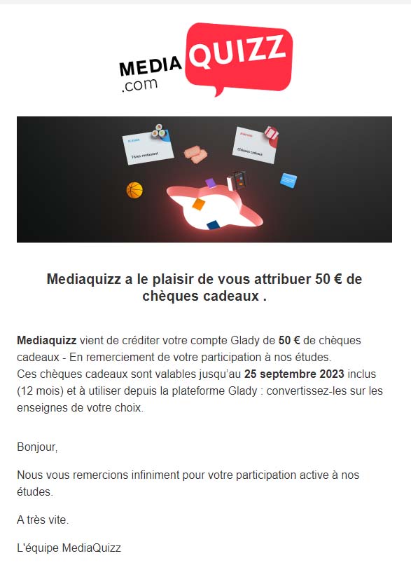 Preuve de paiement Mediaquizz de surlalune