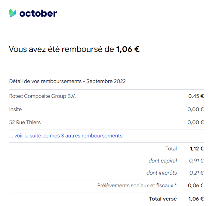 Preuve de paiement October de Xandre