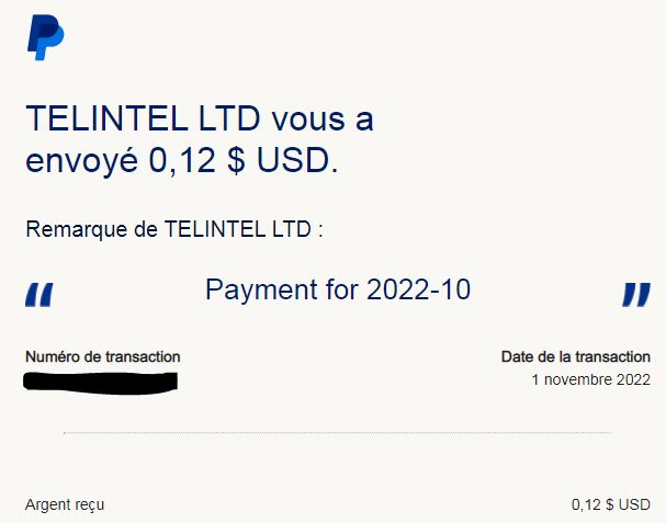 Preuve de paiement Control my sms de Up22