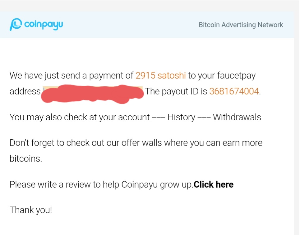 Preuve de paiement Coinpayu de Shativana
