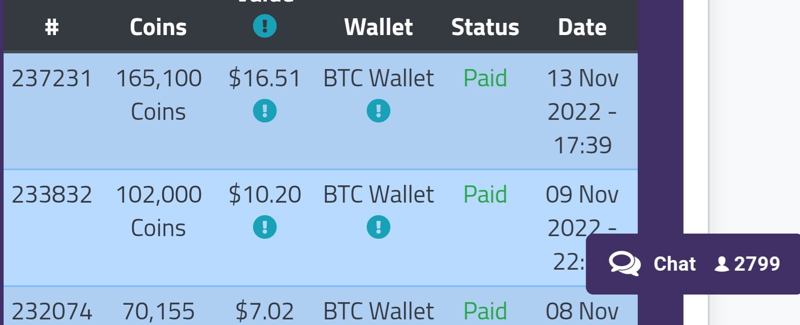 Preuve de paiement Earnbitmoon de Shativana