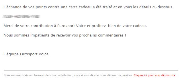 Preuve de paiement Voice eurosport de surlalune