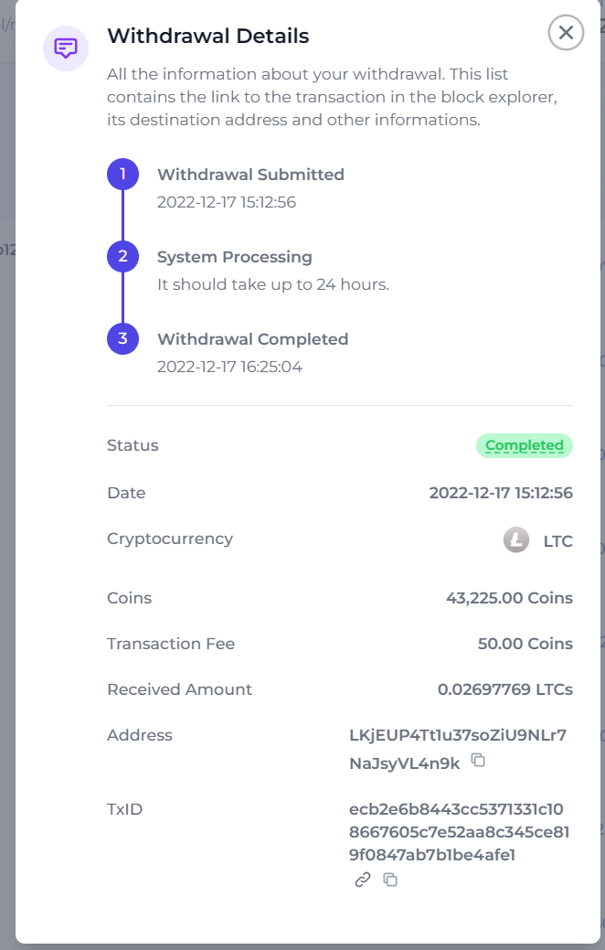 Preuve de paiement Faucetcrypto de BILLYBILL