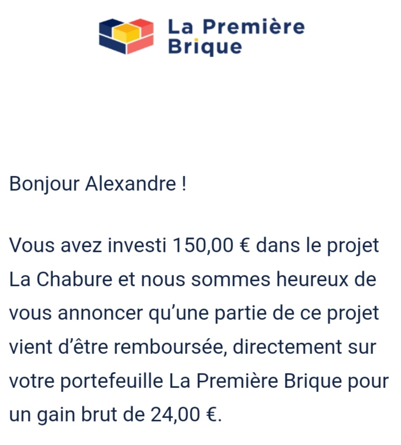 Preuve de paiement La première brique de Xandre