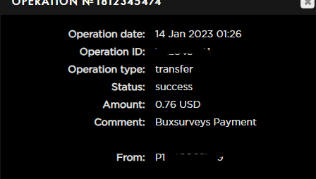 Preuve de paiement Buxsurveys de Charlie76250