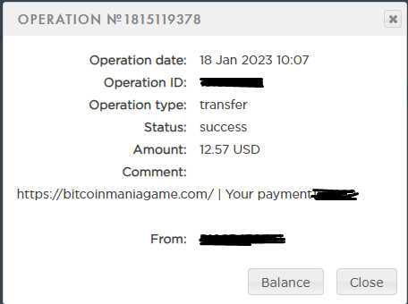 Preuve de paiement Bitcoin mania game de Nicoww