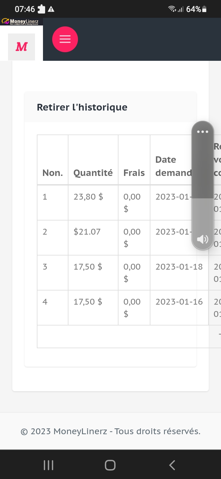 Preuve de paiement Moneylinerz de Arthurcash