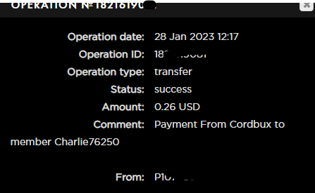 Preuve de paiement Cordbux de Charlie76250