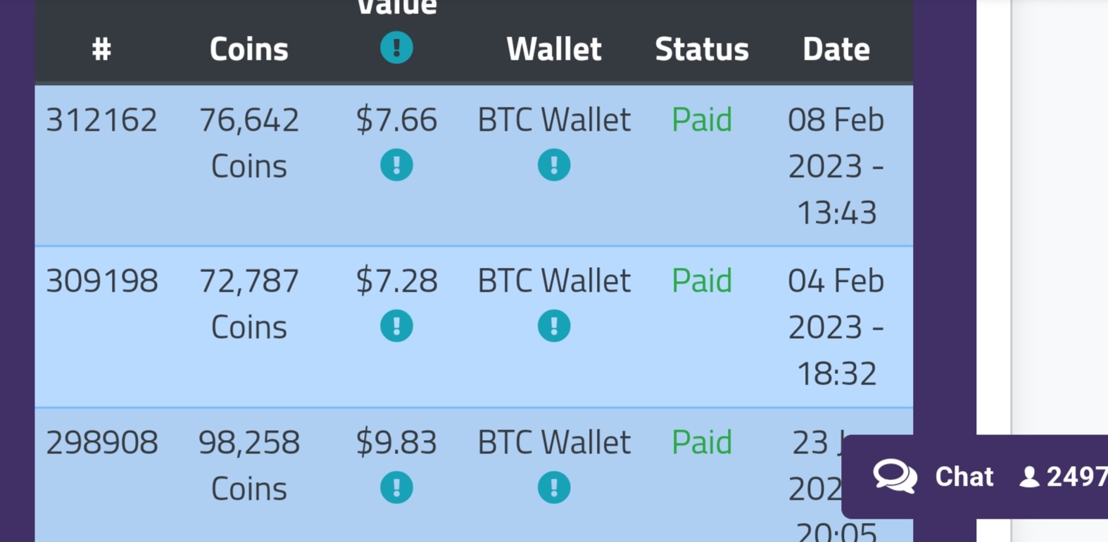 Preuve de paiement Earnbitmoon de Shativana