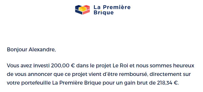 Preuve de paiement La première brique de Xandre