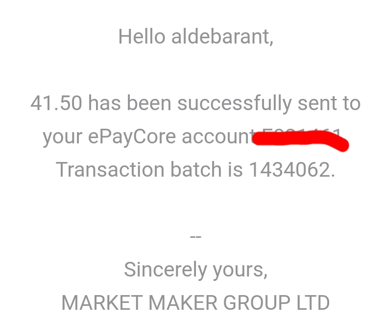 Preuve de paiement Market maker group de aldebarant