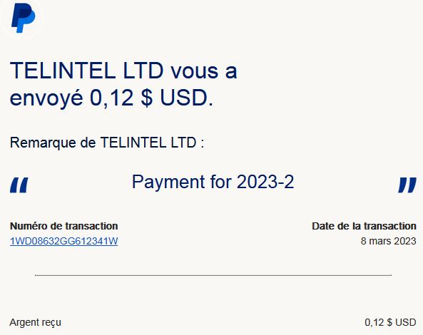 Preuve de paiement Control my sms de Up22