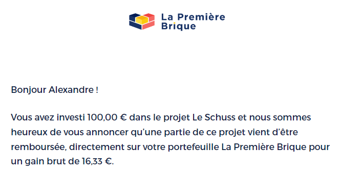 Preuve de paiement La première brique de Xandre