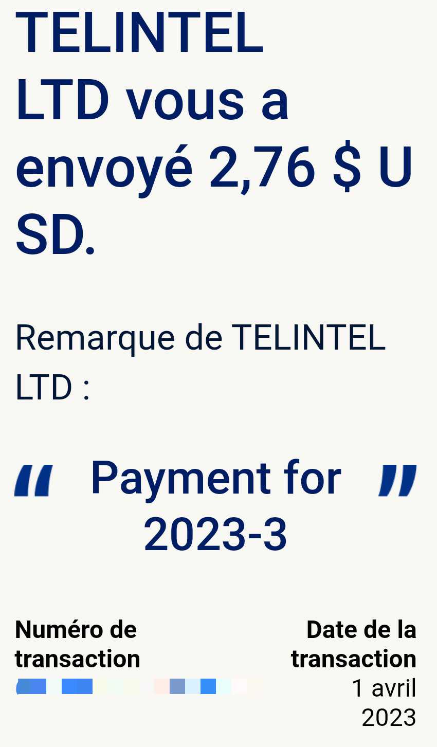 Preuve de paiement Control my sms de Up22