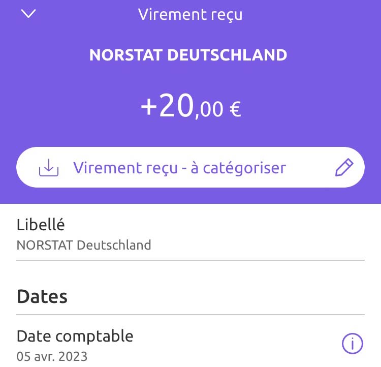 Preuve de paiement Norstat Panel ( ex opinion people) de surlalune
