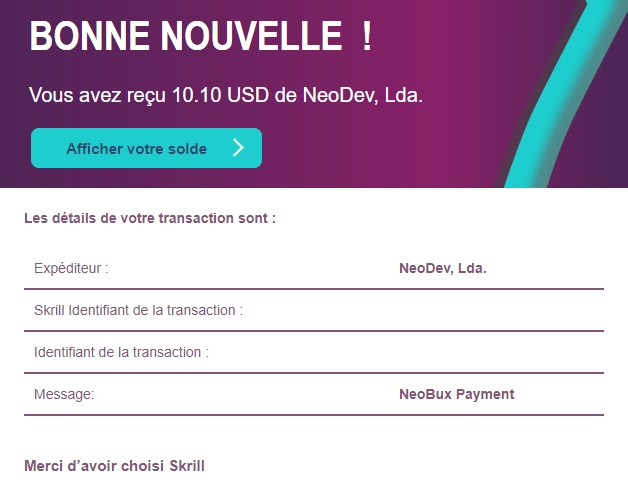 Preuve de paiement Neobux de massenet