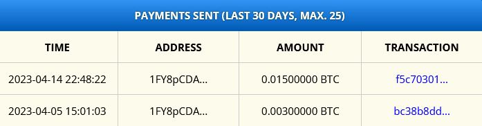 Preuve de paiement FreeBitco de F€£1C1†¥