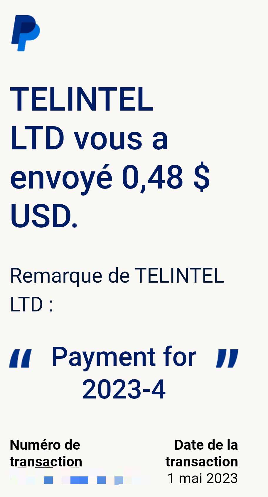 Preuve de paiement Control my sms de Up22