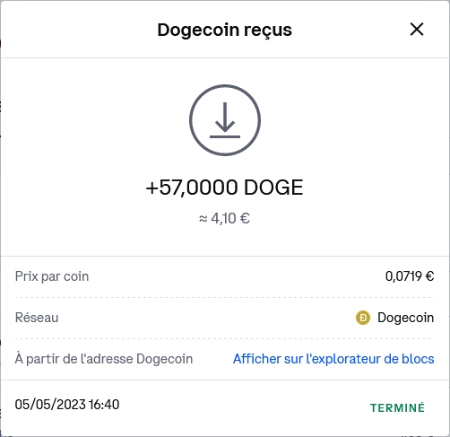 Preuve de paiement Free doge de caffrys