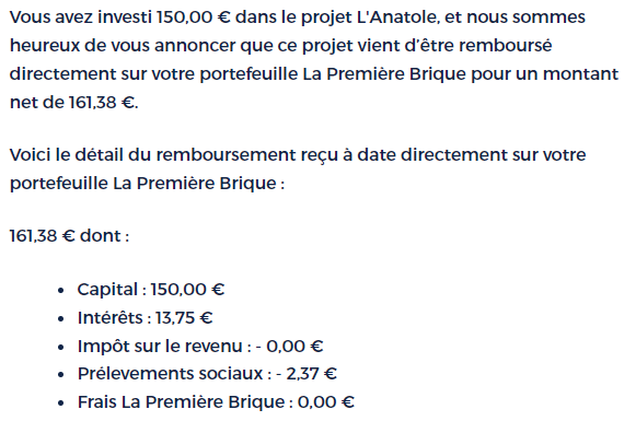 Preuve de paiement La première brique de Xandre