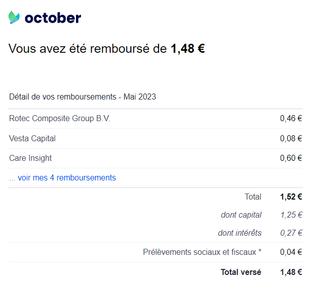 Preuve de paiement October de Xandre