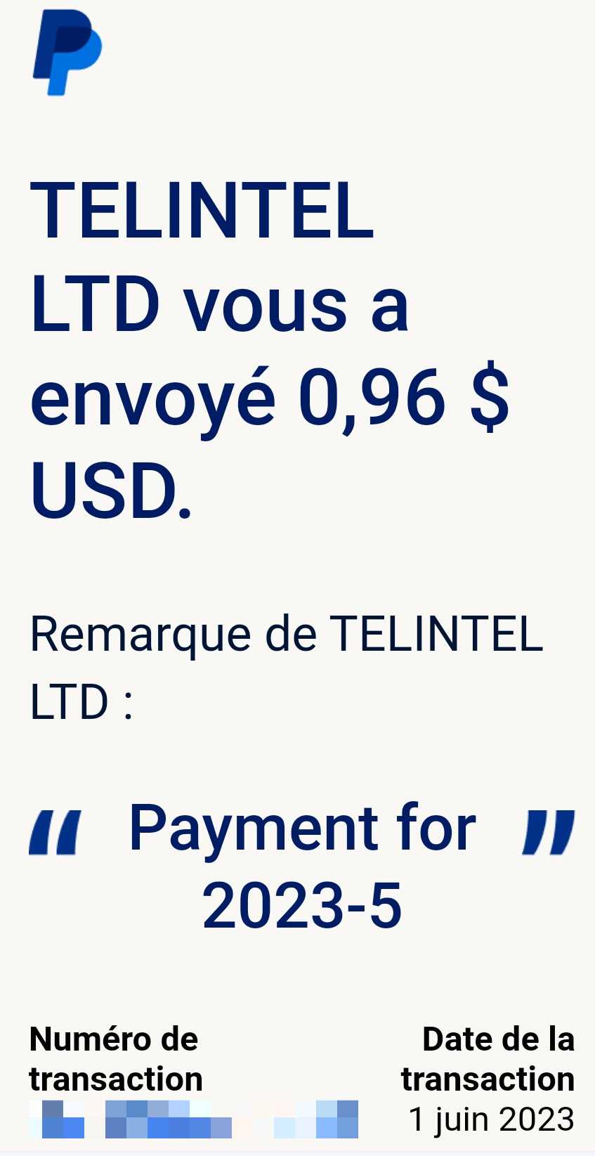 Preuve de paiement Control my sms de Up22